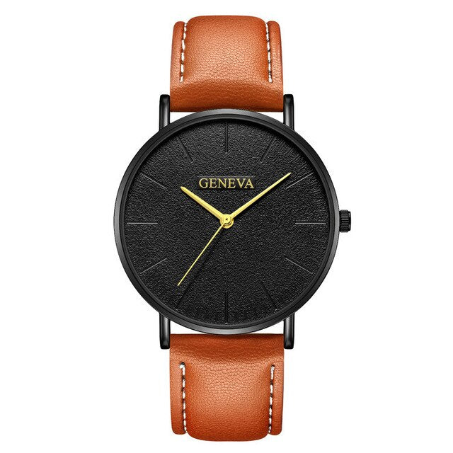 Geneva Watch Men Leather Men's Watch