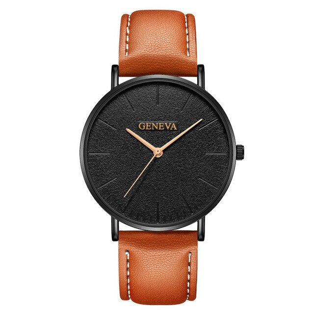 Geneva Watch Men Leather Men's Watch
