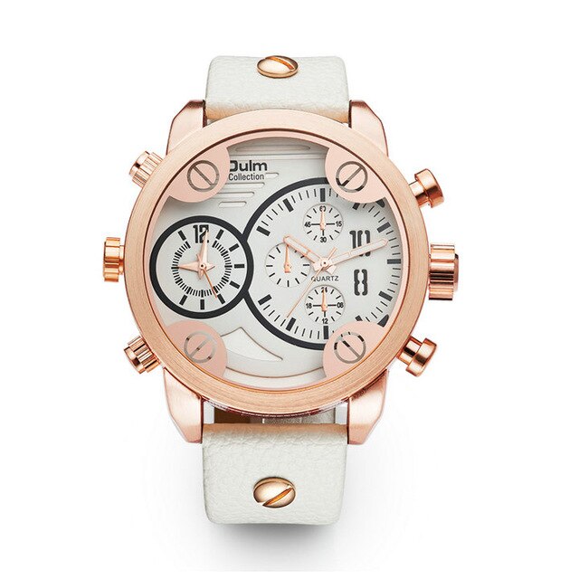 Oulm Men's Watches Big Dila Dual Time Zones Men Sports Watches